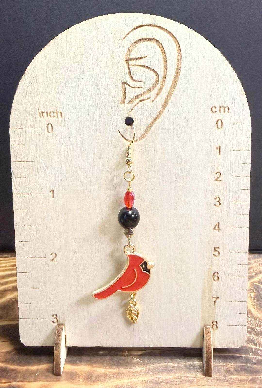 NEW Red Cardinal Bird Earrings w/ Beads