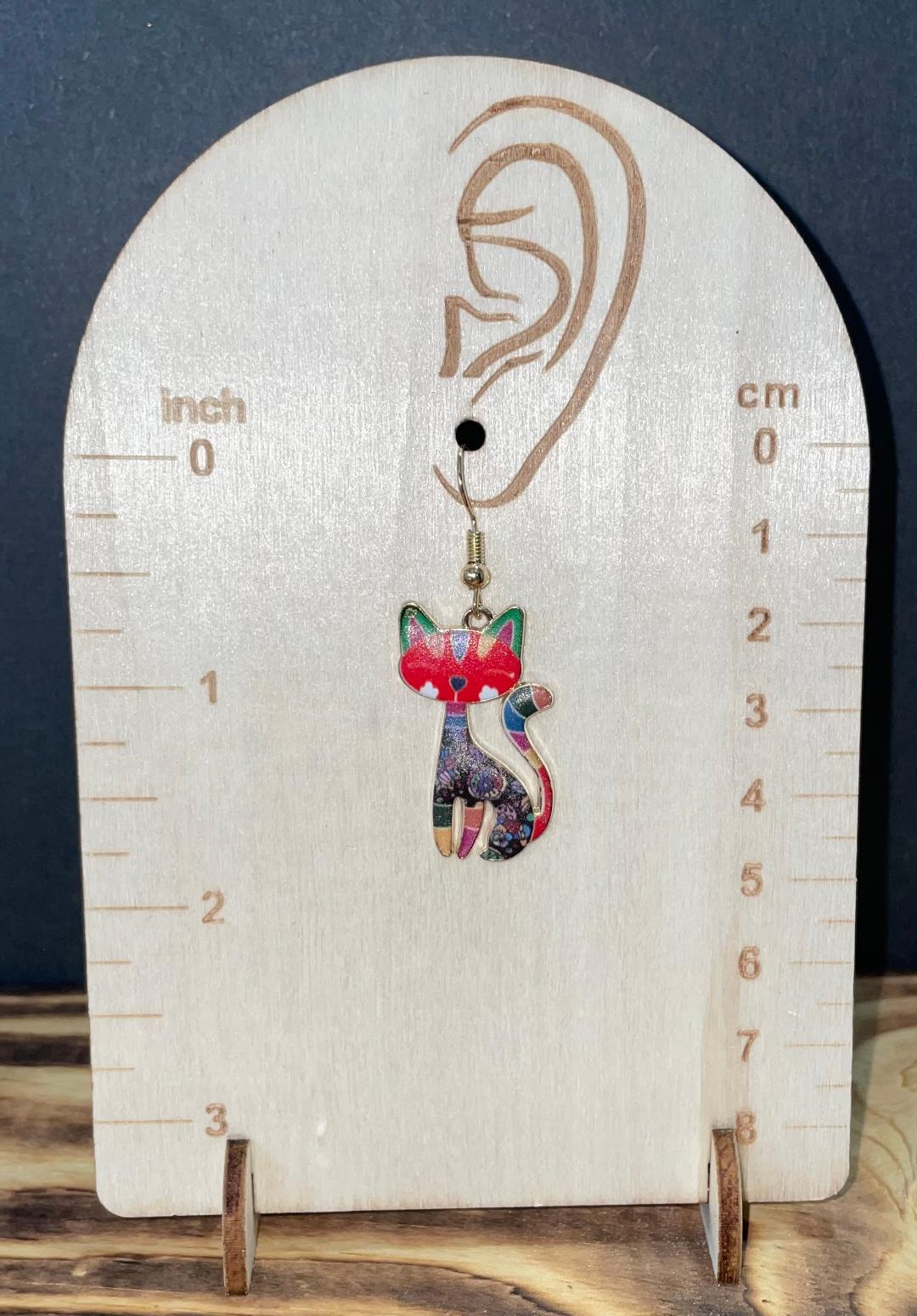 NEW Mexican Style Matte Enamel Cat Earrings