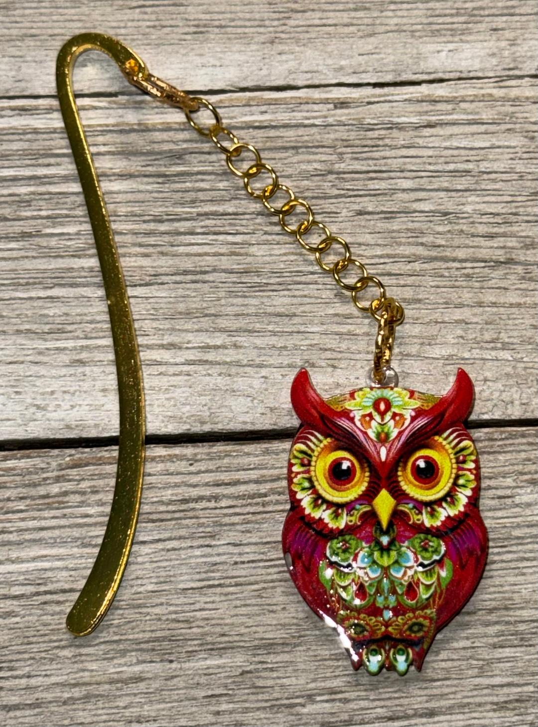 NEW Vibrant Red Owl Acrylic Bookmark