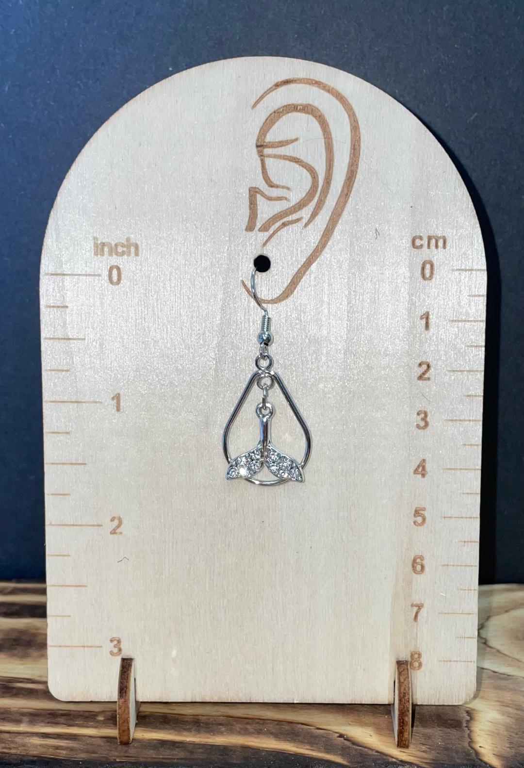 NEW Rhinestone Mermaid Fish Tail Earrings w/ Teardrop Hoop