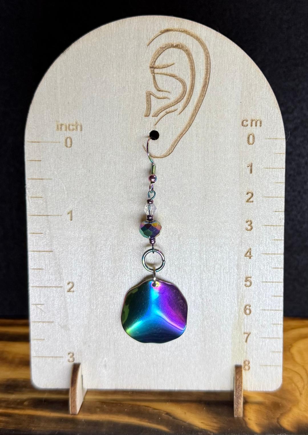 NEW Round Metal Rainbow Earrings w/ Beads
