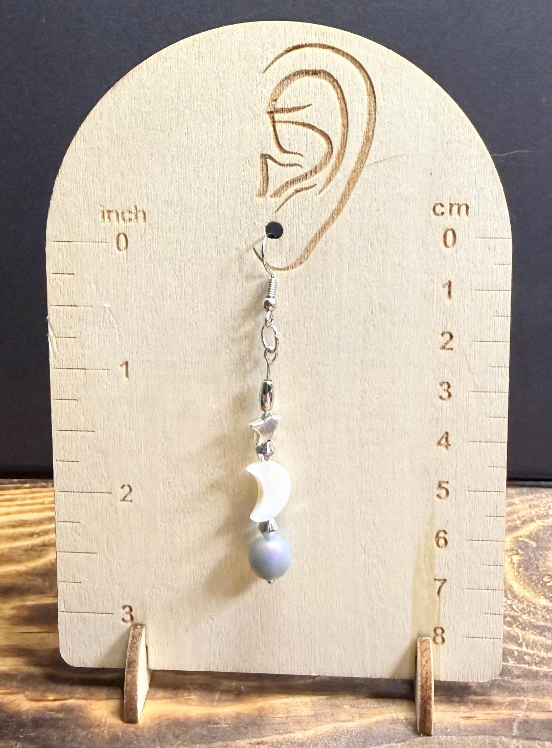 NEW Celestial Drop Earrings w/ Real Shell Crescent Moon Charm