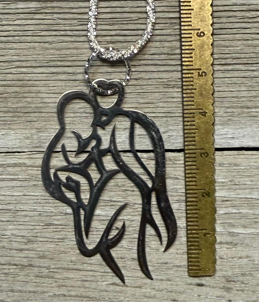 NEW Mother Child Pendant 18" Silver Necklace