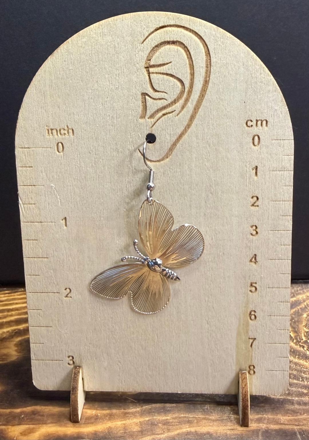 NEW Detailed & Light Silver Butterfly Earrings