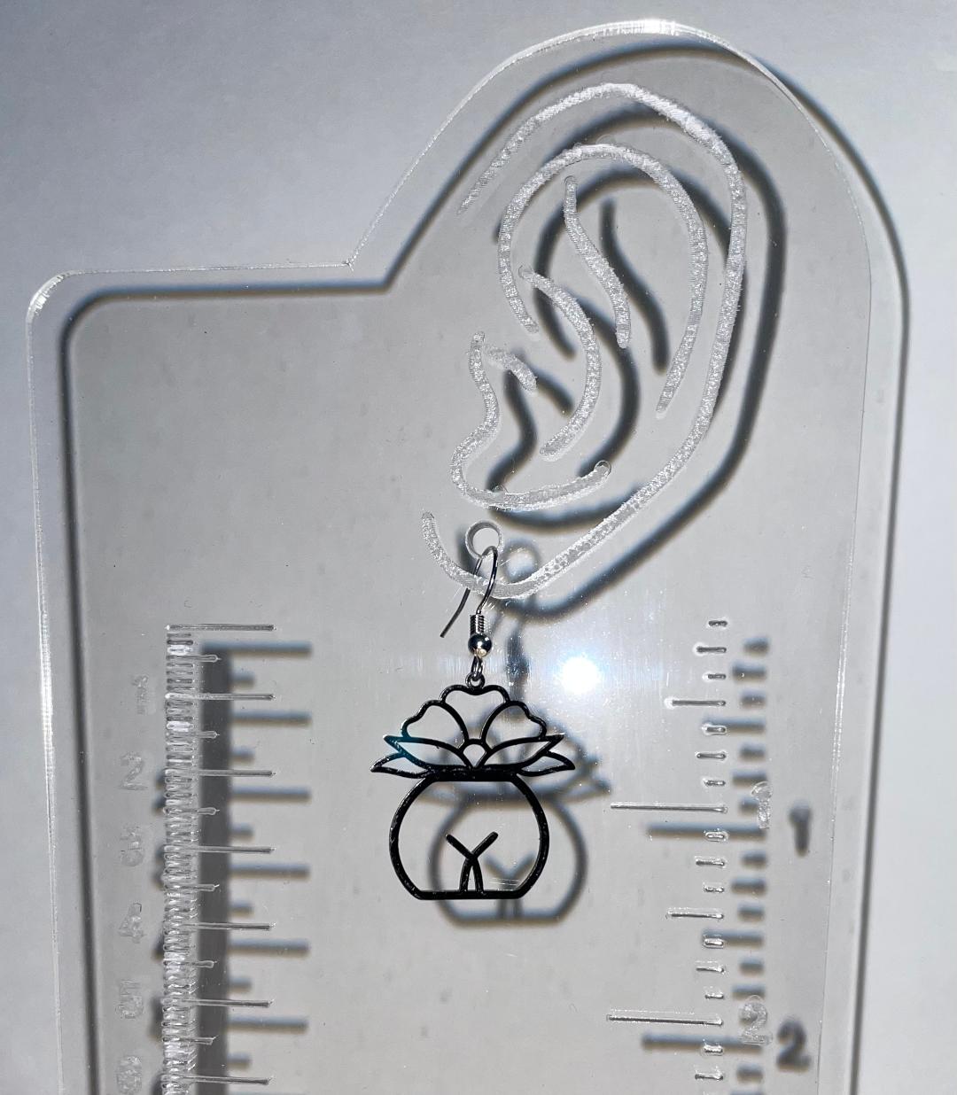 NEW Lotus Flower Potted Plant & Body Charm Dangle Drop Earrings
