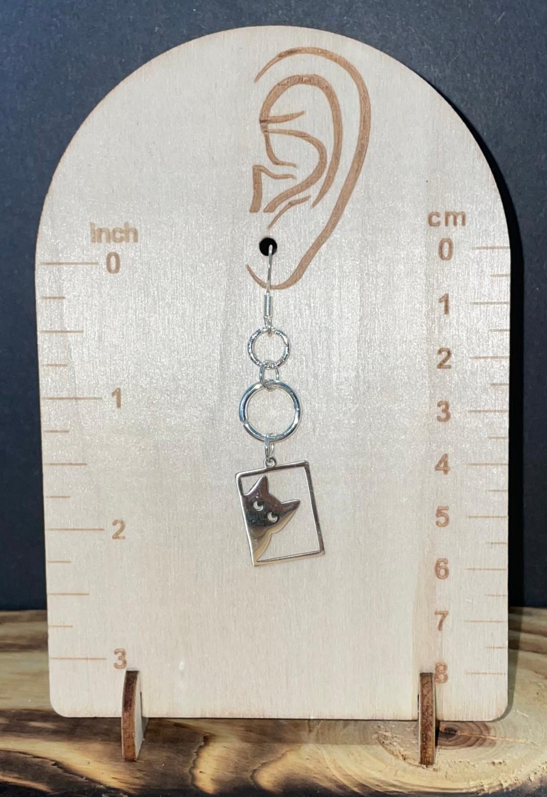 NEW Stainless Steel Peeking Cat Drop Dangle Earrings