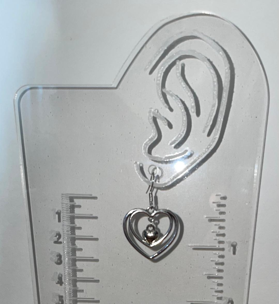NEW Triple Heart Design Silver Tone Drop Dangle Earrings