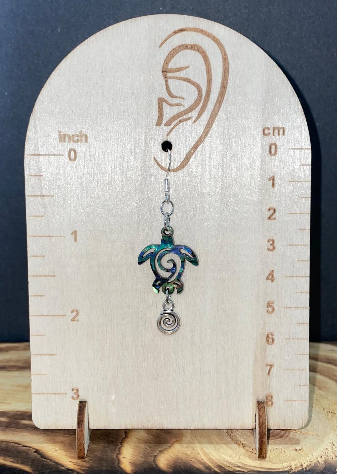 NEW Acrylic Abalone Turtle Charm Dangle Earrings
