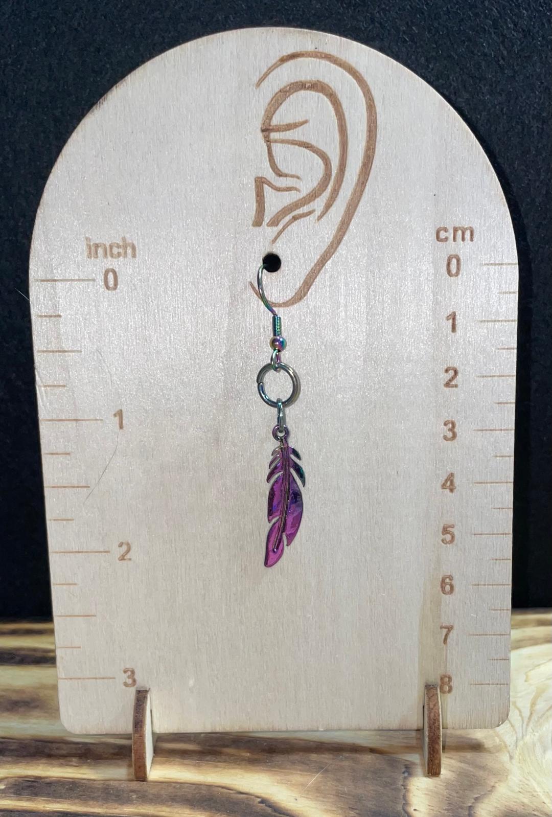 NEW Shiny Iridescent Feather Charm Earrings
