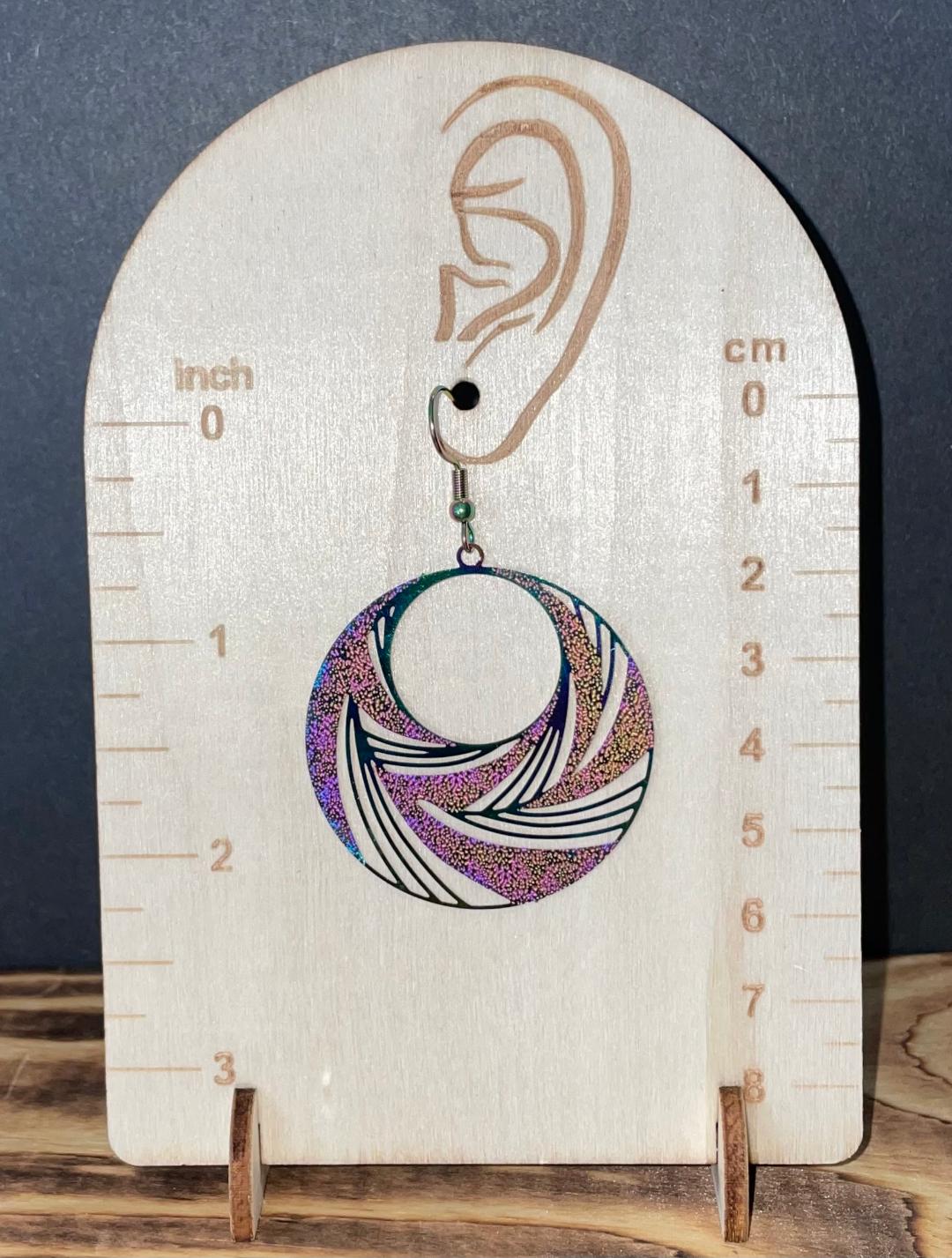 NEW Stainless Steel Large Hollow Hoop Iridescent Rainbow Earrings