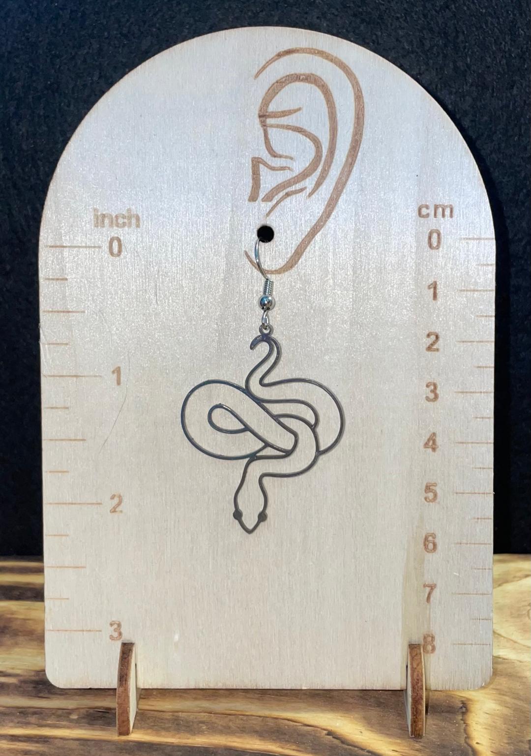 NEW Stainless Steel Coiled Snake / Serpent Hollow Line Earrings