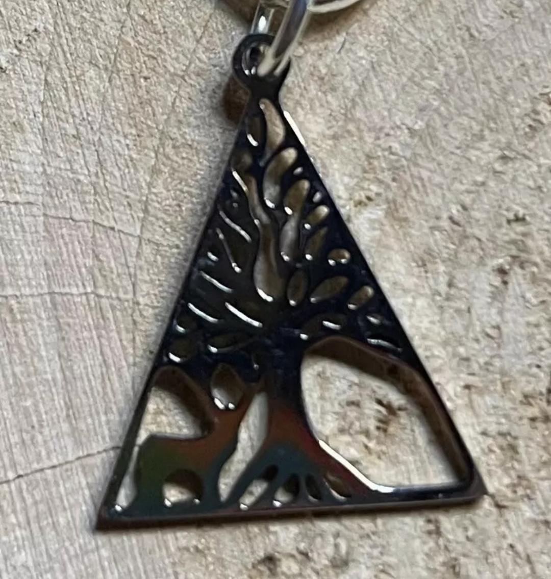 NEW Stainless Steel Triangular Nature Deer Forest Drop Earrings w/ Oval Ring