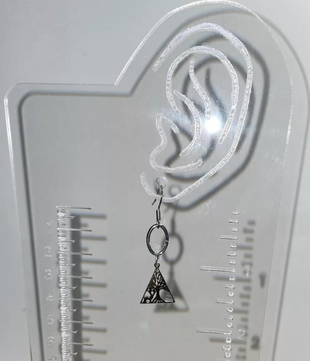 NEW Stainless Steel Triangular Nature Deer Forest Drop Earrings w/ Oval Ring