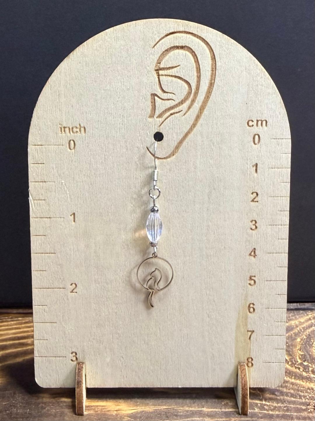 NEW Silver Dangling Tail Cat Earrings w/ Glass Beads