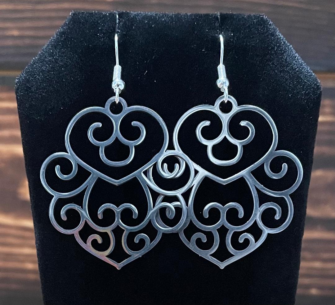 NEW Swirl Fancy Filigree Stainless Steel Earrings