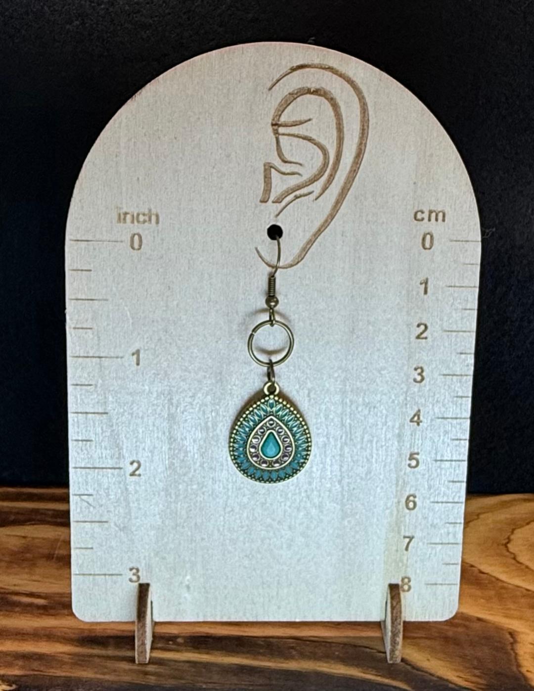 NEW Teal & Purple Enamel Bronze Teardrop Earrings