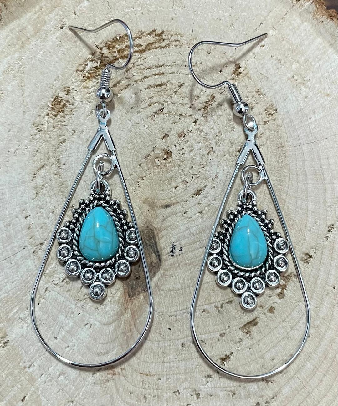 NEW Egyptian Style Filigree Charm & Teardrop Hoop Earrings