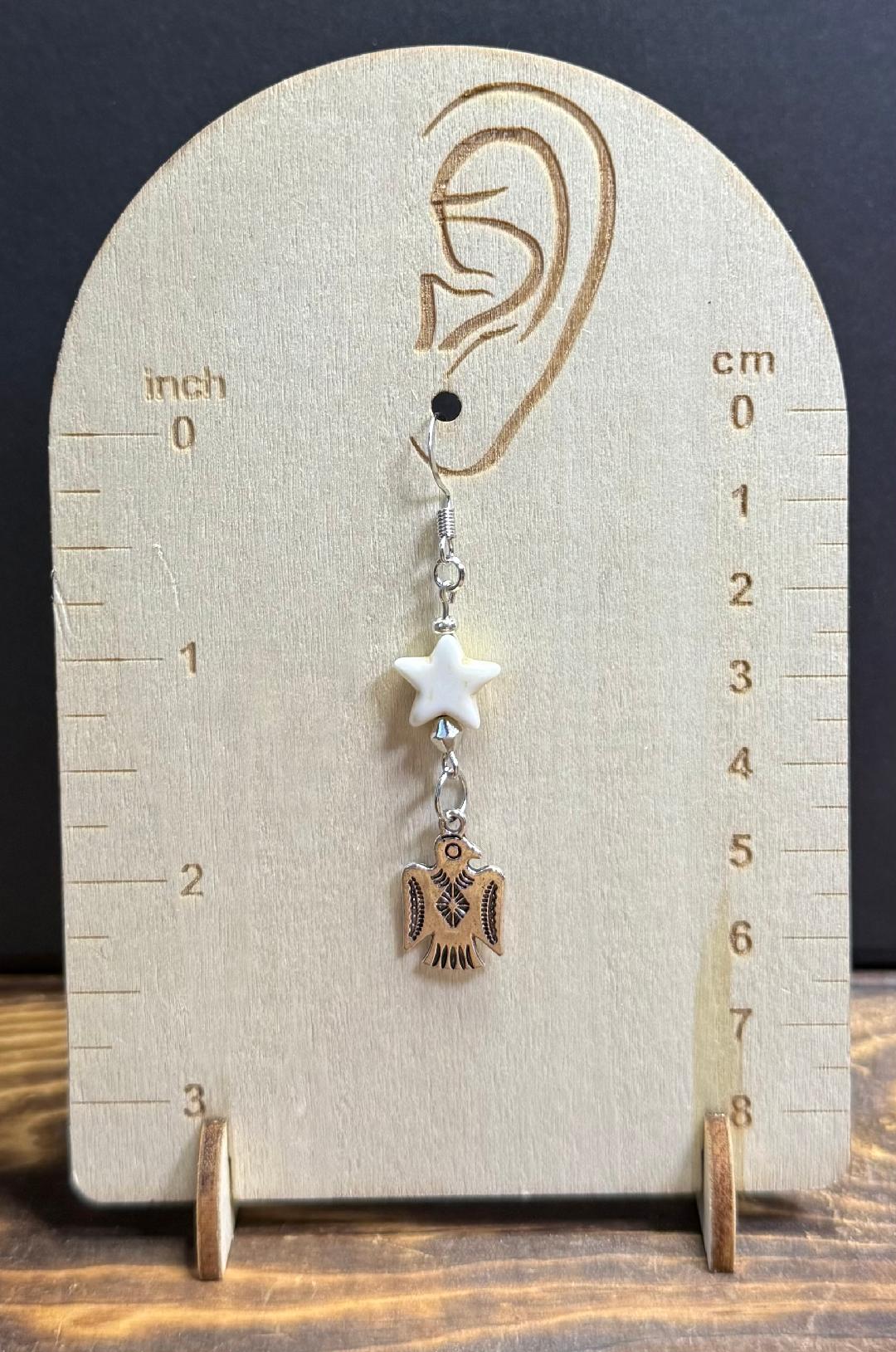NEW Double Sided Thunderbird Earrings w/ White Star Bead