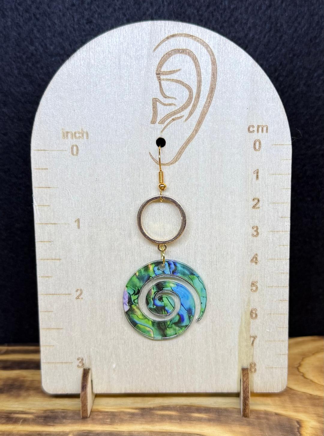 NEW Double Side Acrylic Swirl Tie Dye Blue Earrings