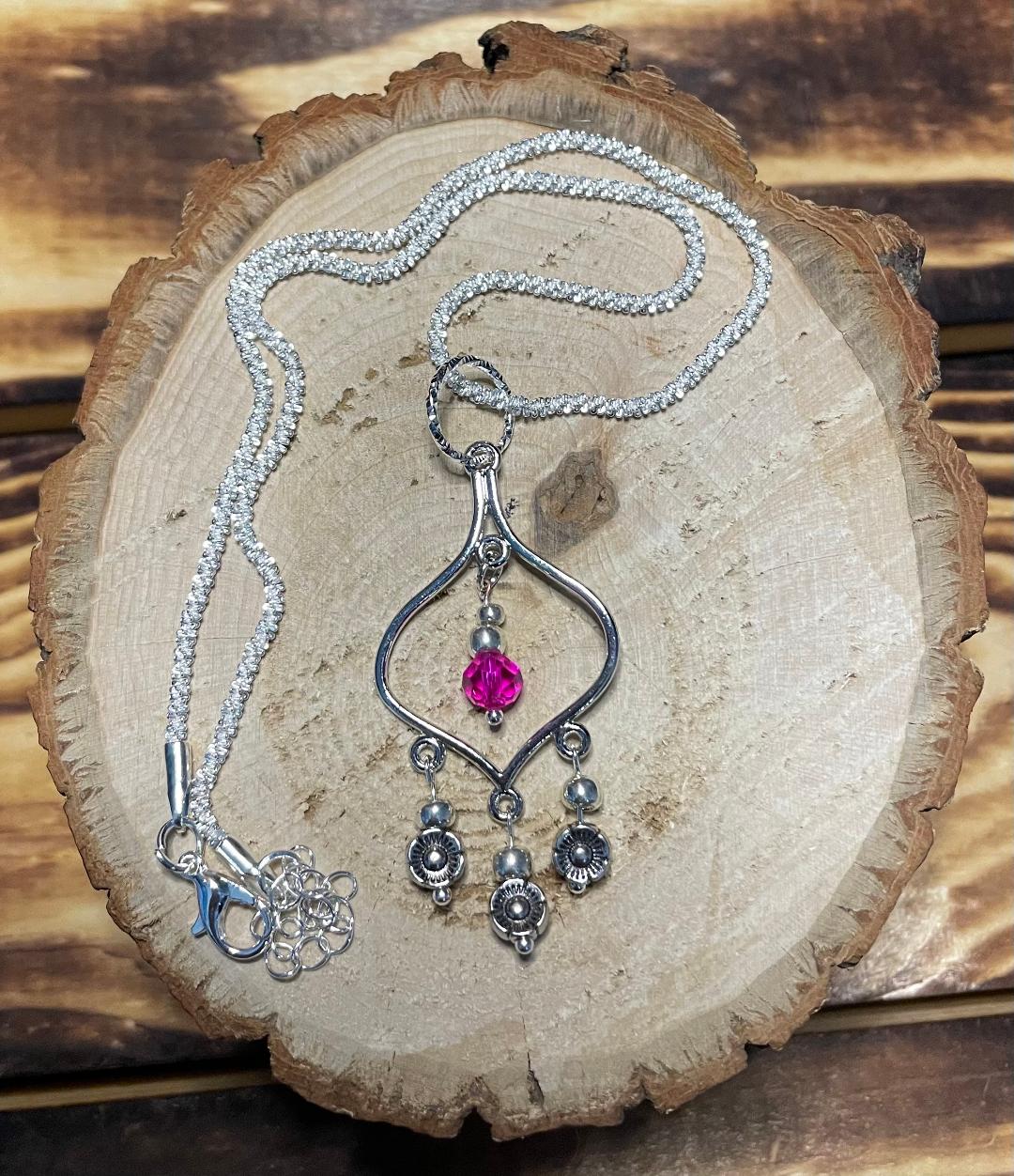 NEW Turkish Chandelier 16" Necklace w/ Pink Bead
