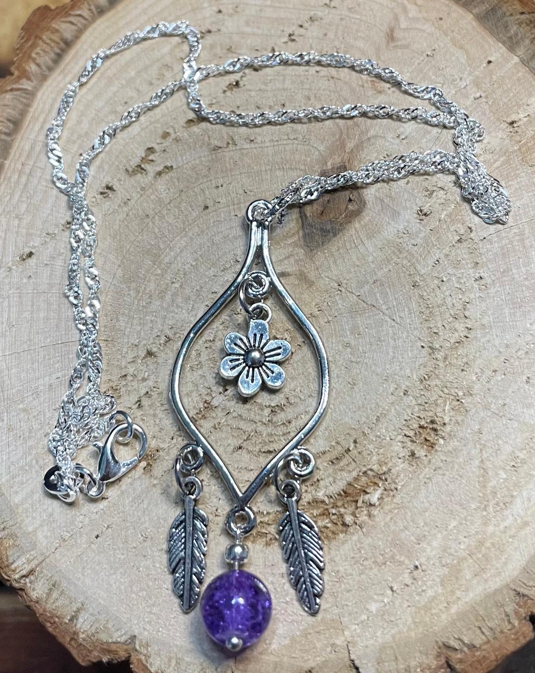 NEW Turkish Chandelier 16" Necklace w/ Purple Bead