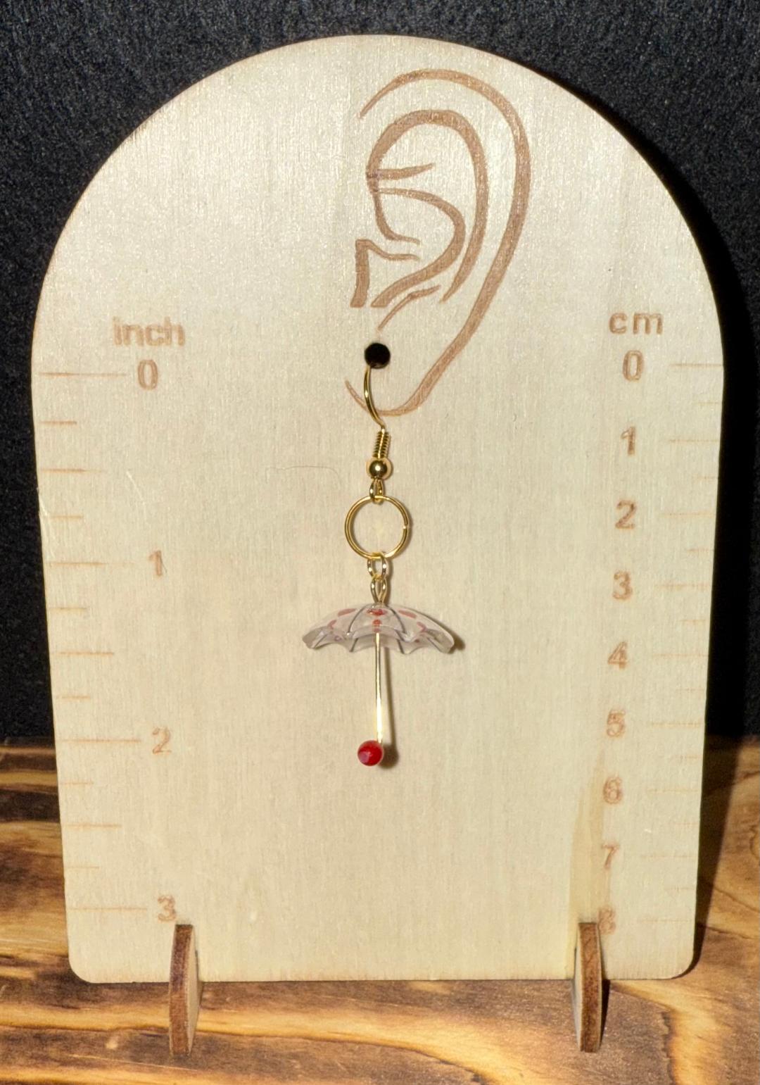 NEW Heart Umbrella Charm Dangle Earrings