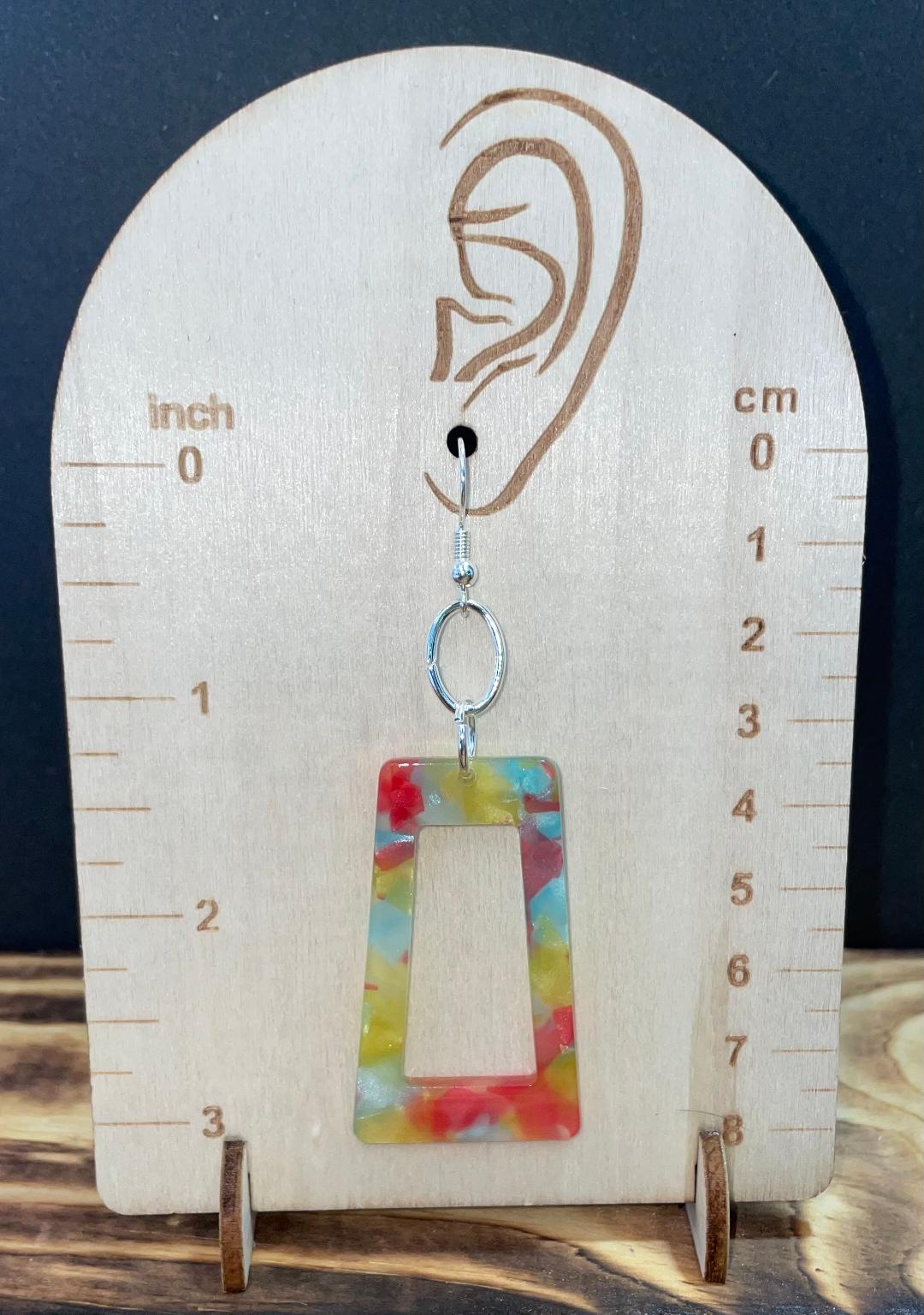 NEW Mod Watercolor Pastels Rectangle Drop Acrylic Earrings