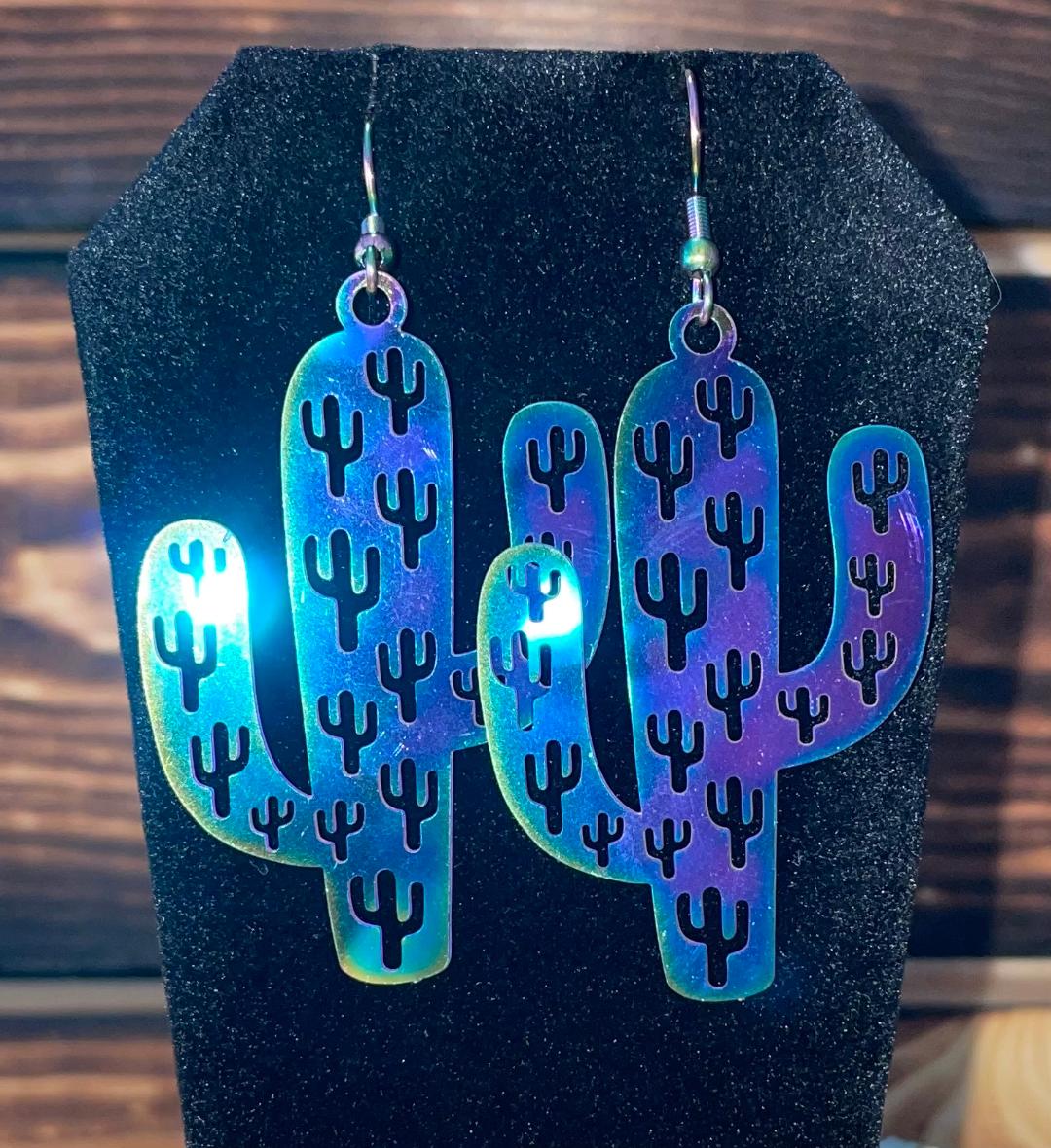 NEW Southwestern Style Cactus Stainless Steel Earrings