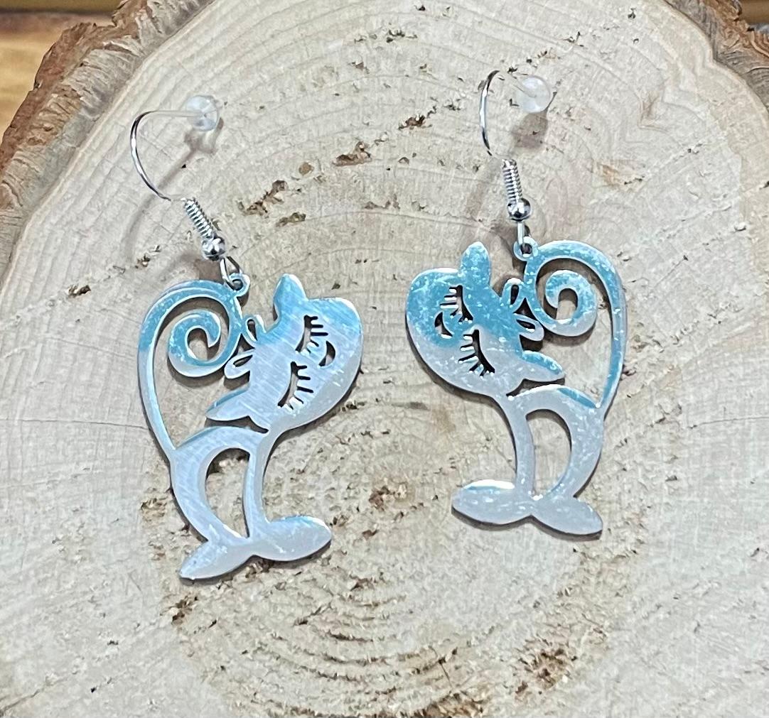 NEW Whimsical Cartoon Cat Stainless Steel Earrings