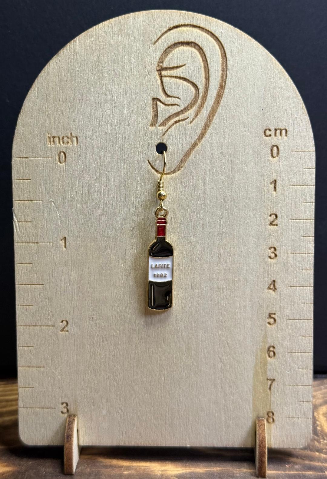 NEW Wine Bottle & Wine Glass Earrings w/ Glass Beads