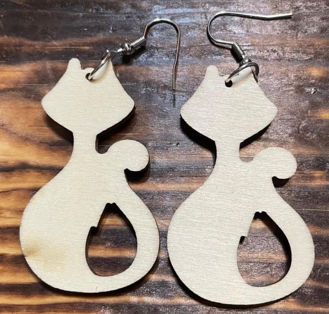 NEW Large Mid Century Theme Retro Atomic Black Cat Earrings