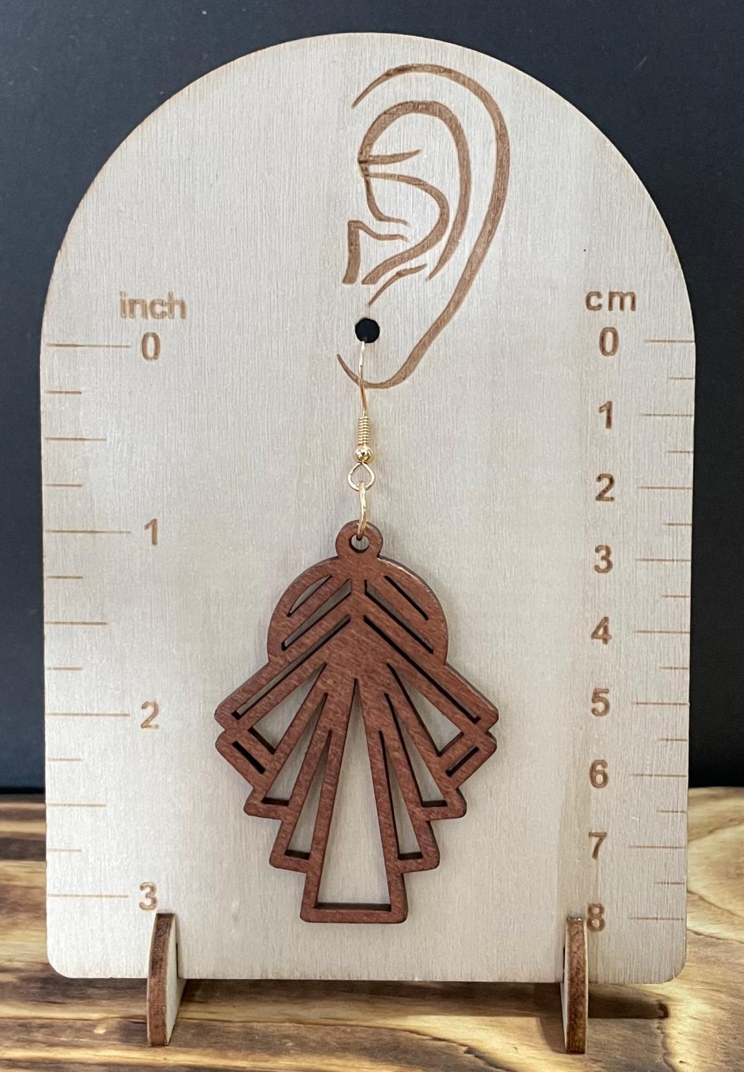 NEW Wooden Geometric Art Deco Earrings