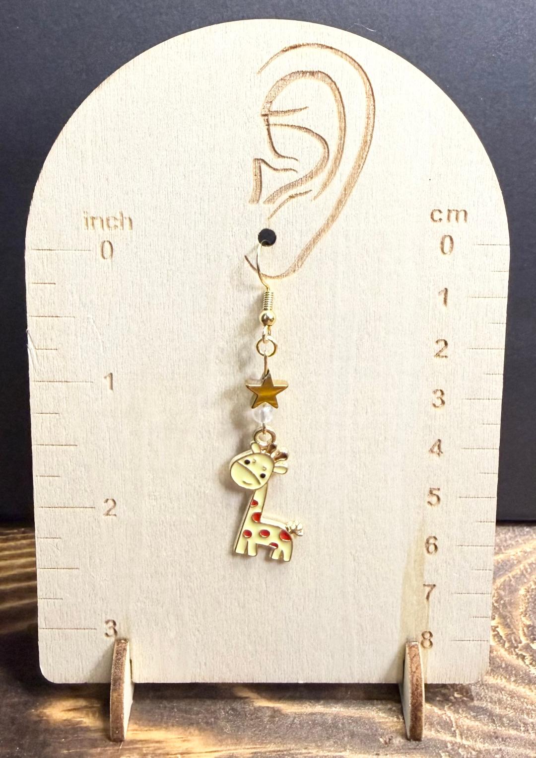 NEW Sweet Cartoon Giraffe Earrings w/ Stars