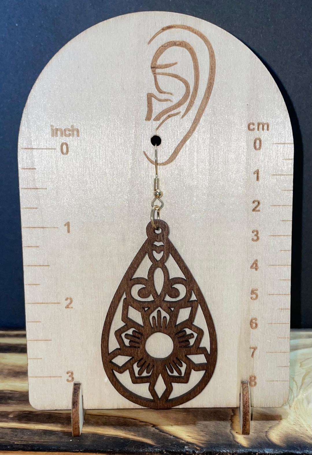 NEW Carved Wooden Large Teardrop Earrings