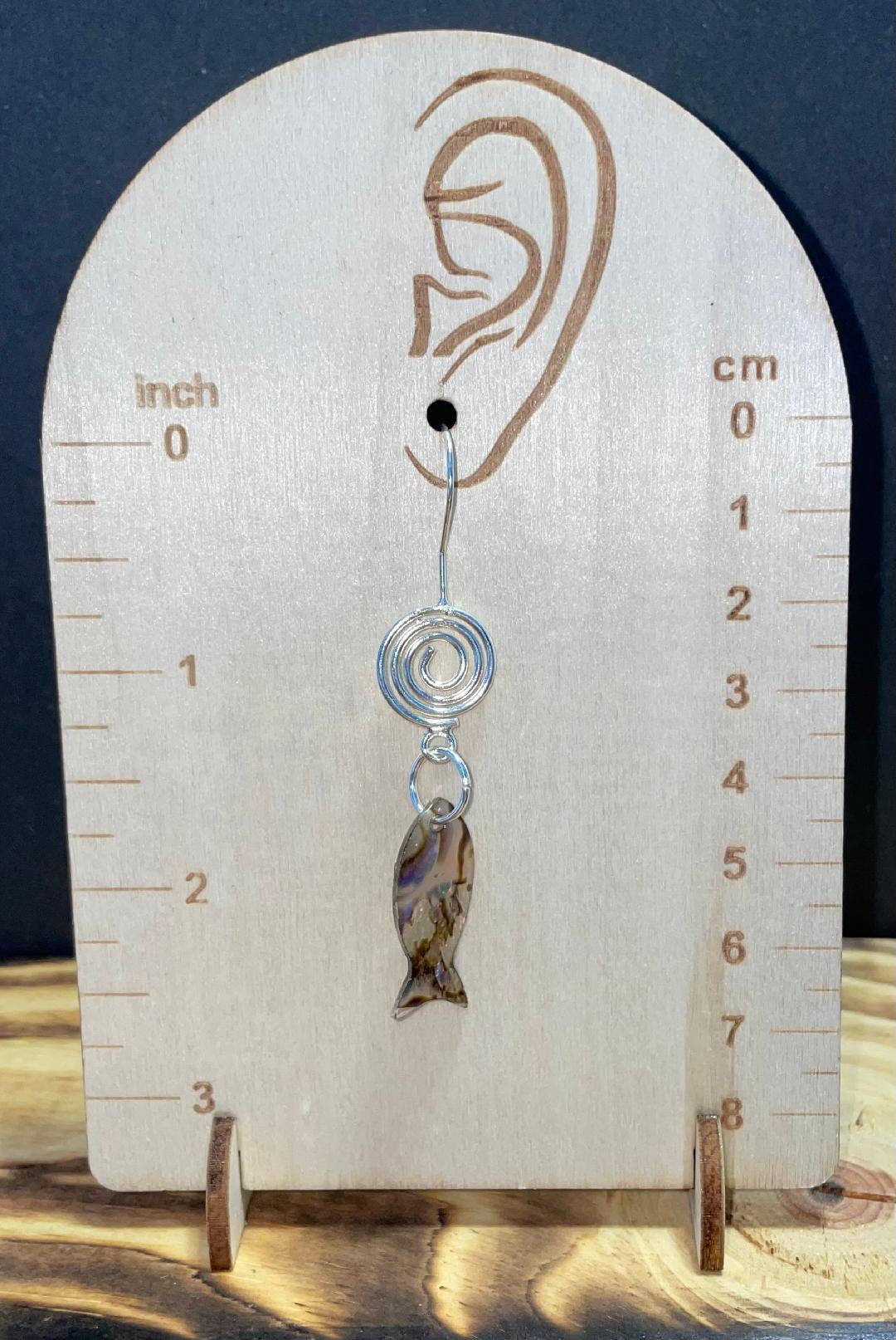 NEW Abalone Fish & Swirl Charm Earrings