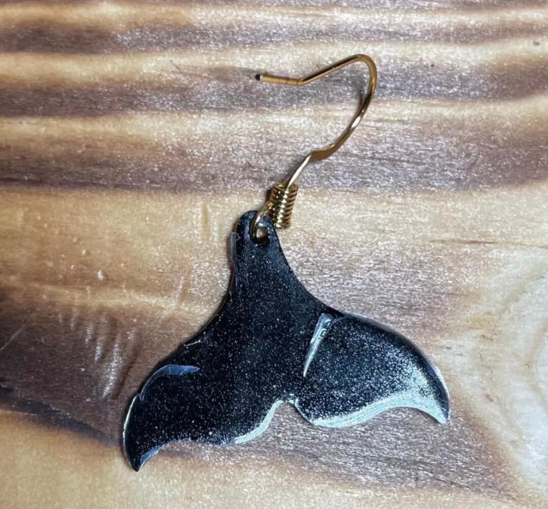 NEW Sweetest Abalone Shell Acrylic Mermaid Tail Earrings - Nickel Free Gold Hooks