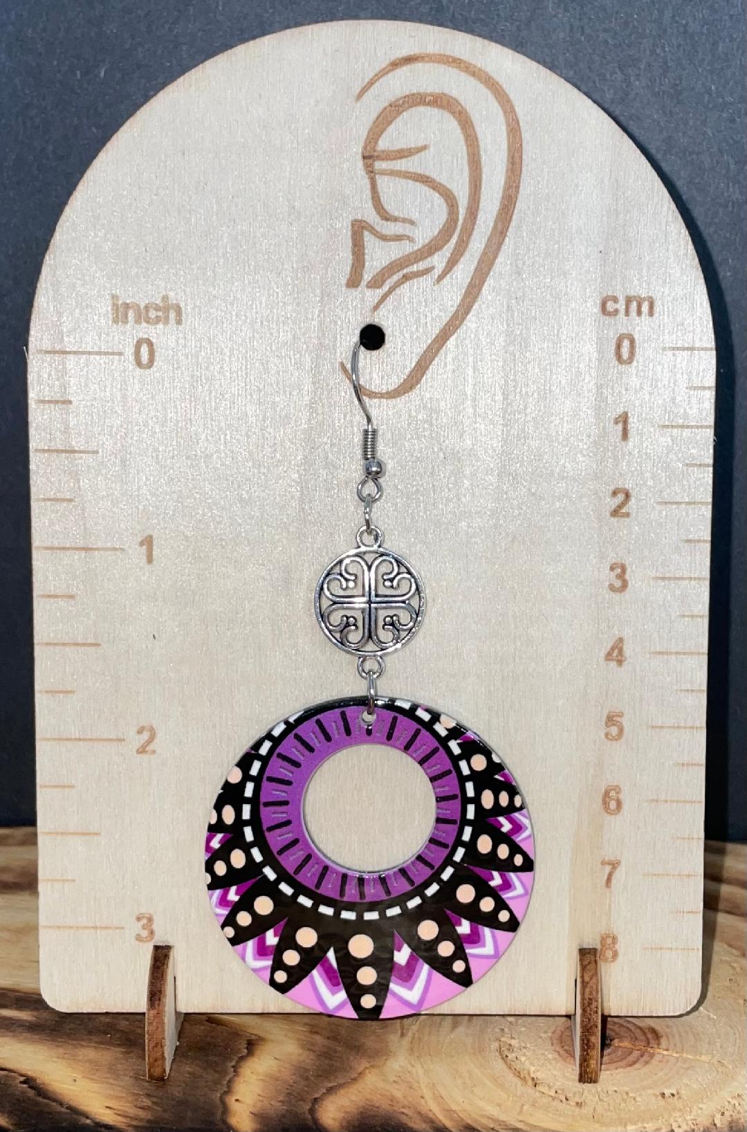 NEW Large Acrylic BOHO Hippie Chic Purple Earrings