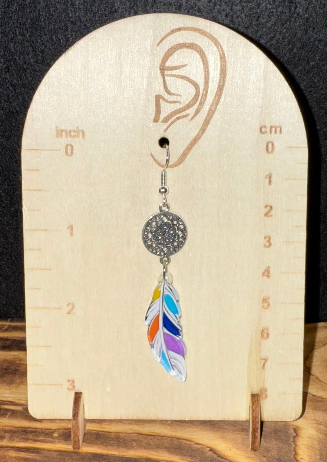 NEW Acrylic Feather & Dream Catcher Charm Earrings