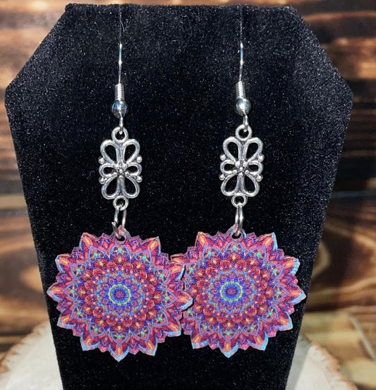 NEW Boho Hippie Mandala Acrylic Charm Earrings