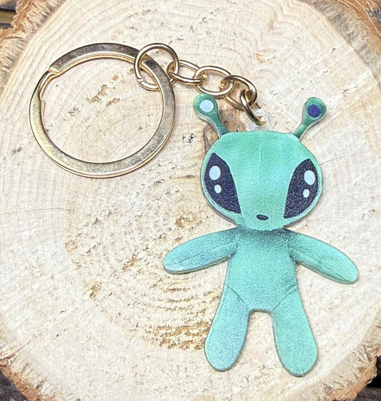 NEW Novelty Green Alien Acrylic Keychain / Keyring