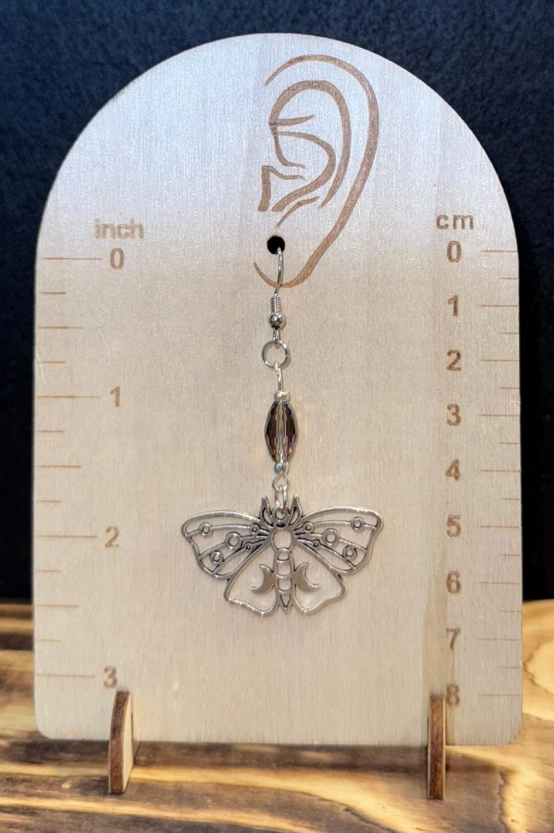 NEW Mystical Butterfly / Moth Charm & Iridescent Faceted Bead Earrings