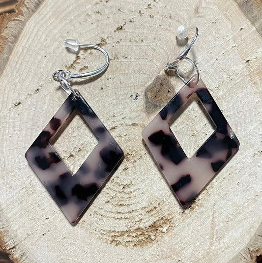 NEW Animal Print Geometric Diamond Shape Acrylic Earrings