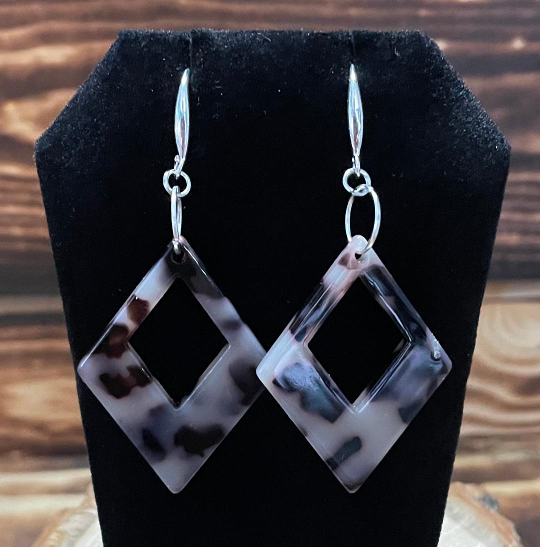 NEW Animal Print Geometric Diamond Shape Acrylic Earrings