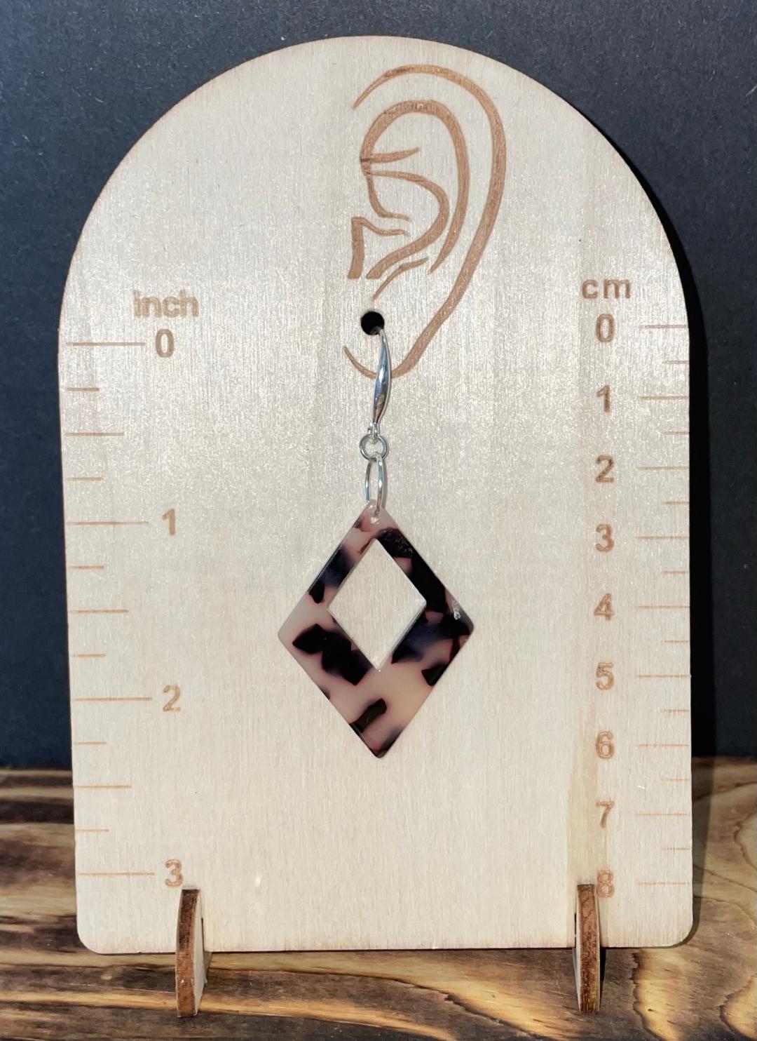 NEW Animal Print Geometric Diamond Shape Acrylic Earrings