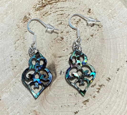 NEW Art Deco Design Abalone Finish Drop Earrings