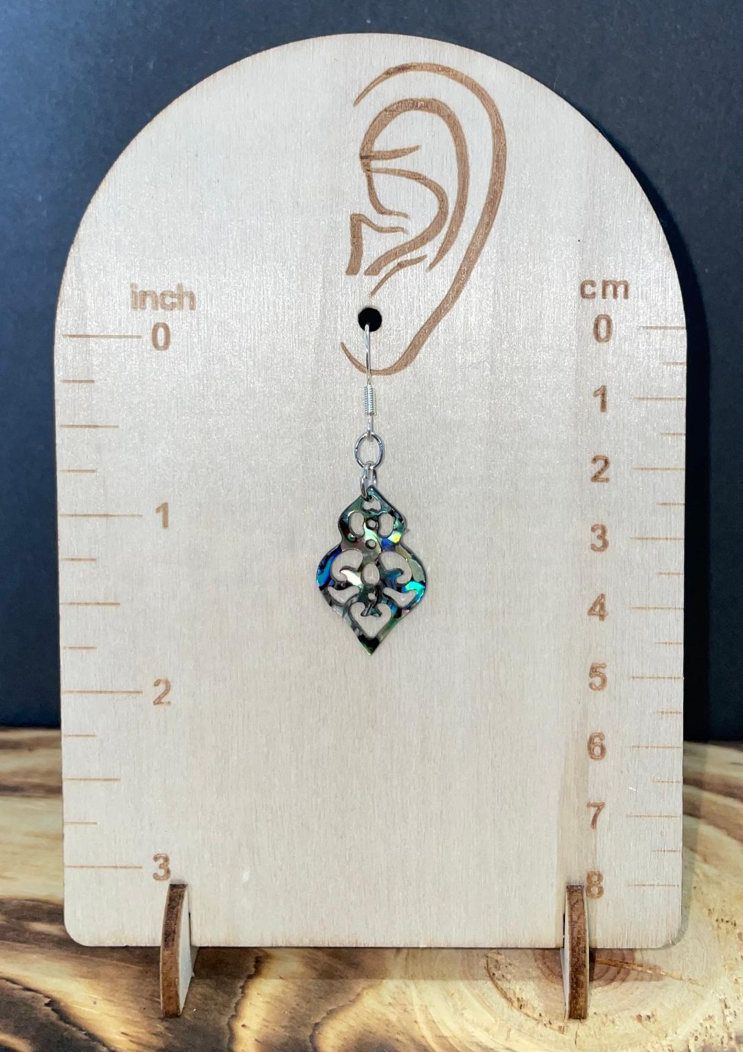 NEW Art Deco Design Abalone Finish Drop Earrings