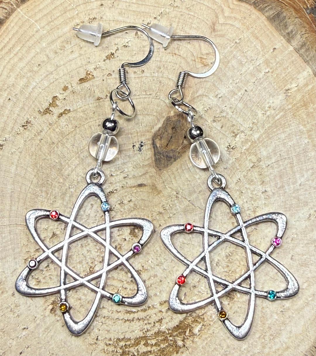 NEW Retro Atomic Sunburst Earrings w/ Tiny Rhinestones