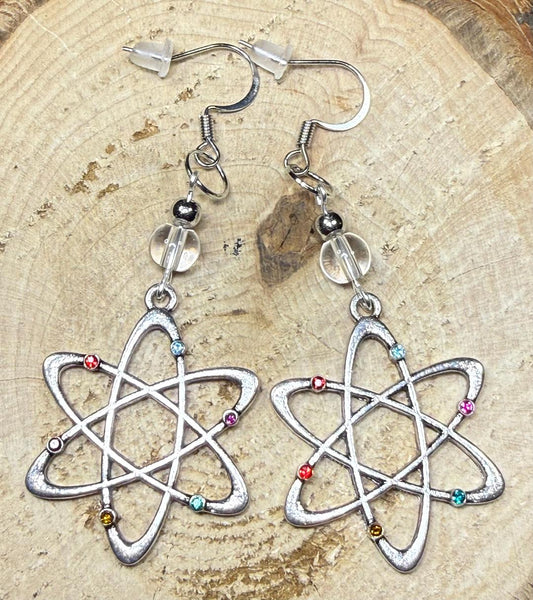 NEW Retro Atomic Sunburst Earrings w/ Tiny Rhinestones
