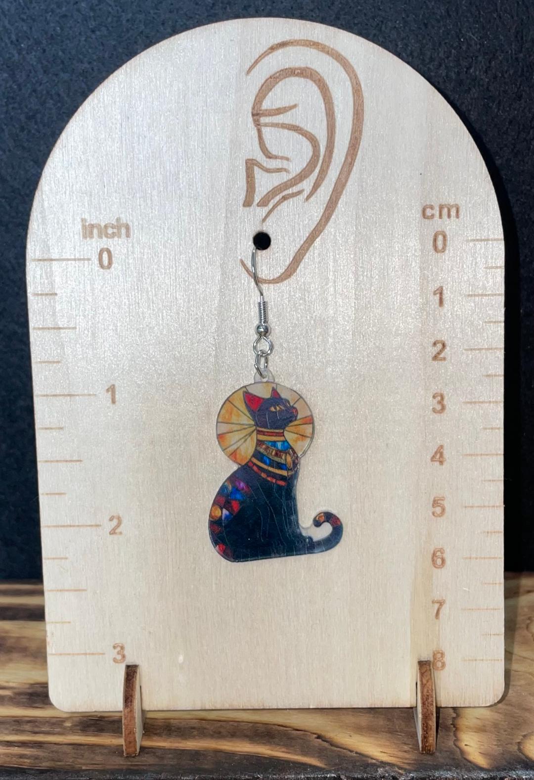 NEW Acrylic Egyptian Style Bastet Cat Earrings