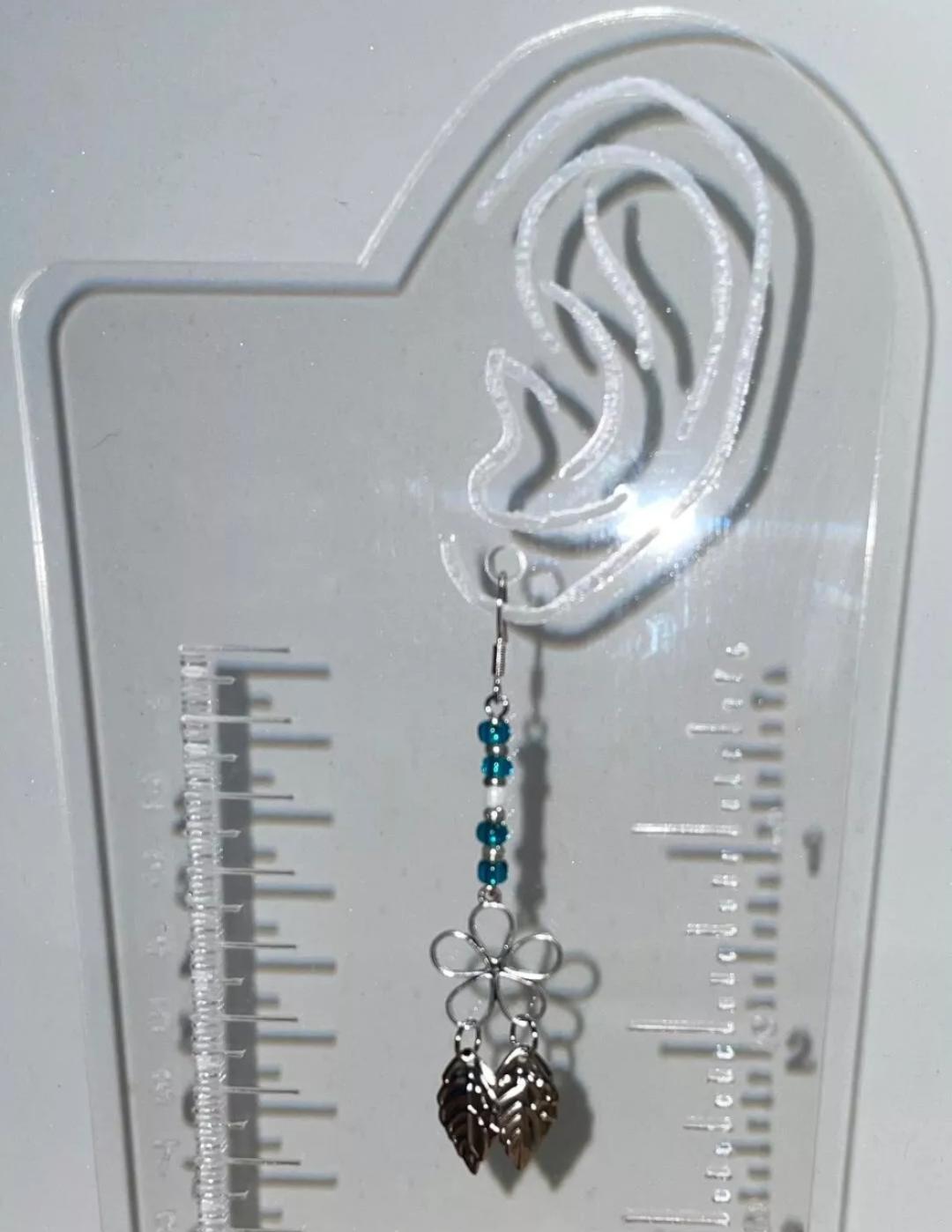 NEW Boho Silver Tone Flowers, Leaves, Beads, Extra Long Dangle Drop Earrings